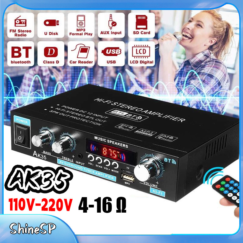 AK35 Alto-Falante FM/Amplificador Digital De Áudio 110-240V/800W/Casa/Auto Música