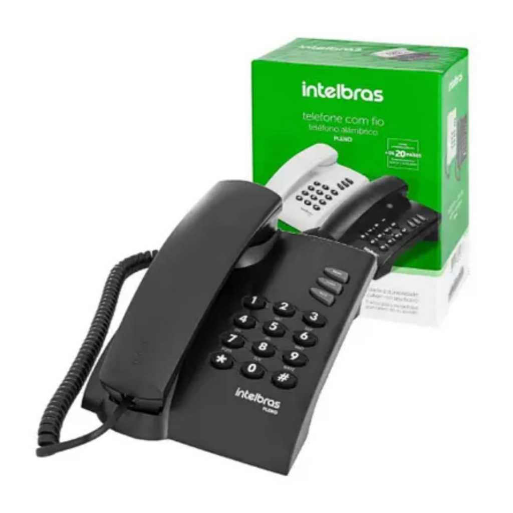 Aparelho Telefone de Mesa Fixo Com Fio Intelbras Pleno – Preto/Branco