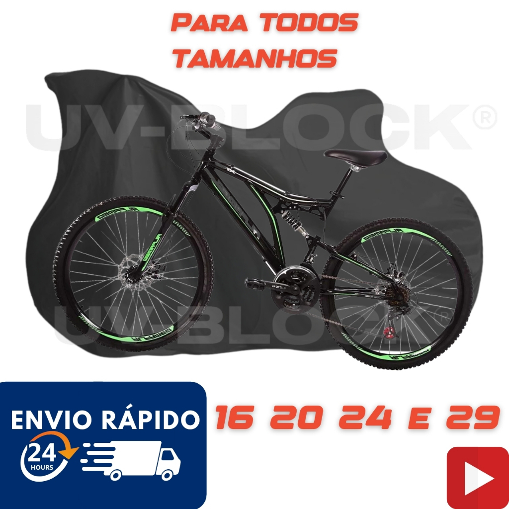 Capa Cobrir Bicicleta Preta Impermeável Sol e Chuva – Bike aro 20 até 29