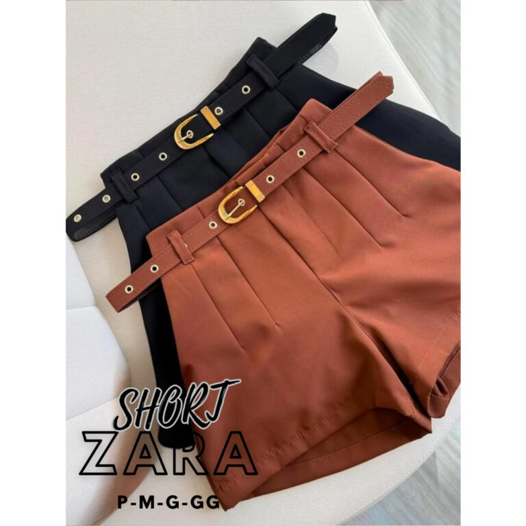 Short Feminino Alfaiataria Com Cinto Forrado Socia