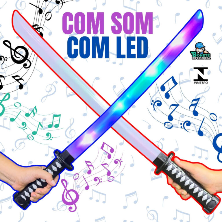 Espada Infantil 70cm com Luz LED, Som e Bainha Br