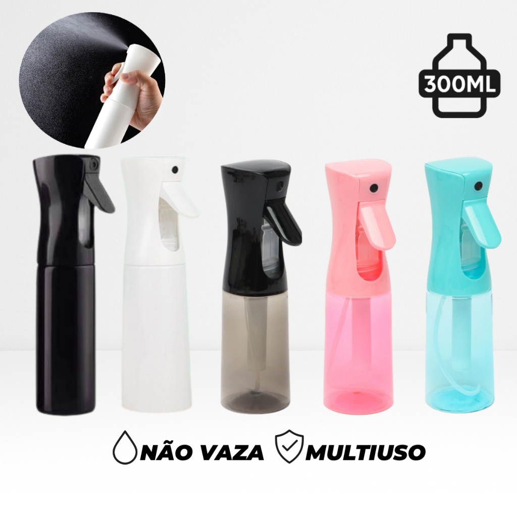 Borrifador Spray Contínuo Névoa Ultra Fina 200/300/500ML | Pulverizador Multiuso Cabelereiro Barbeir