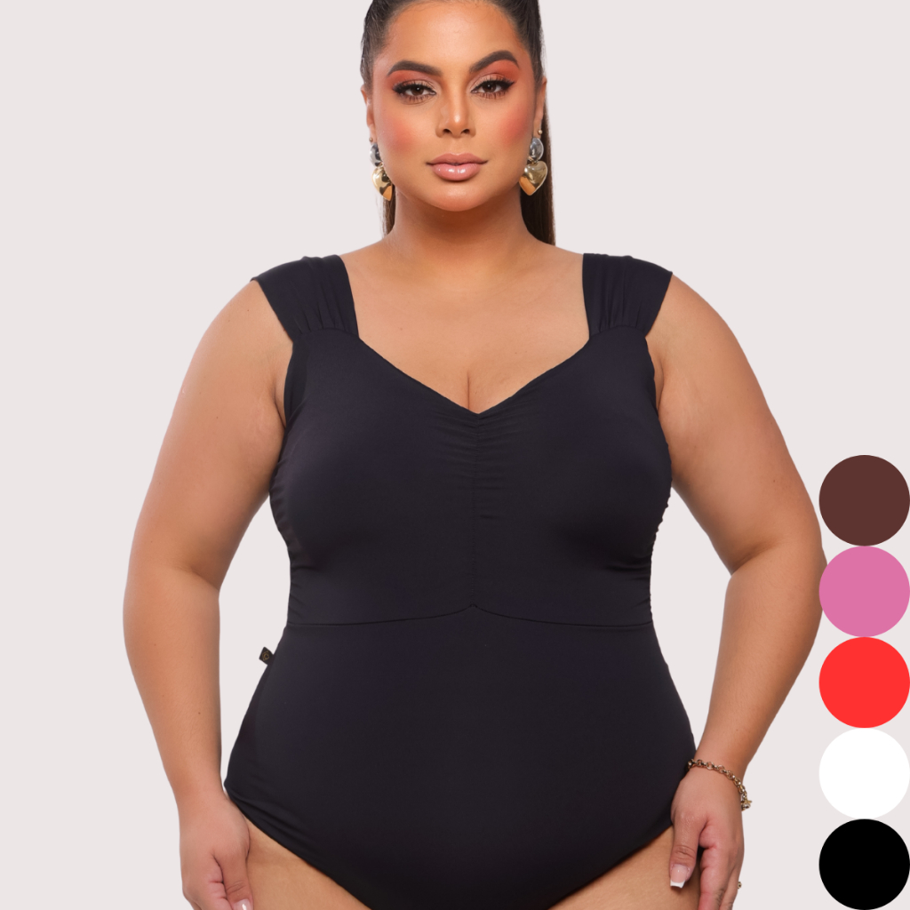 Maiô Feminino Praia Plus Size Body Moda Suplex poliamida Premium Bojo Disfarça Barriga