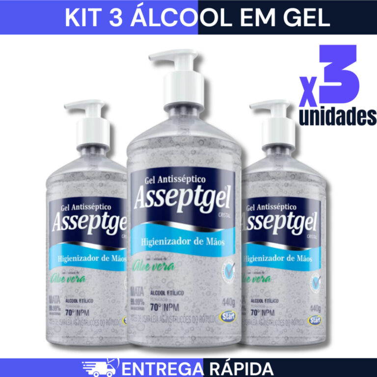 KIT 3 Álcool em Gel Antisseptico Asseptgel 420g C