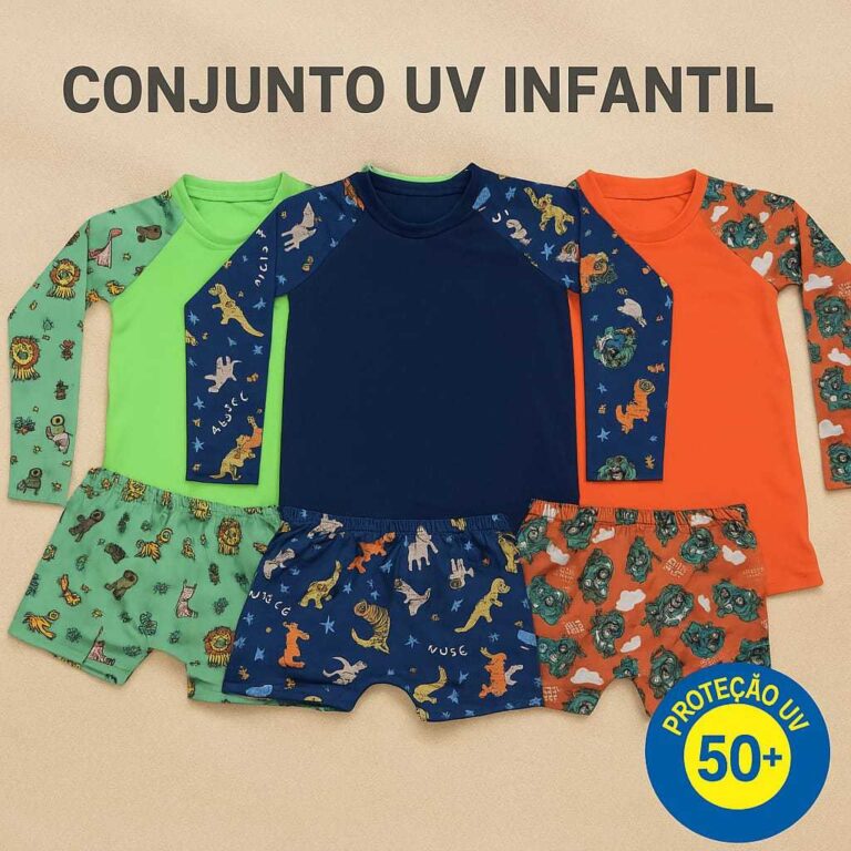 Conjunto Infantil Menino Camisa UV Manga Longa + S