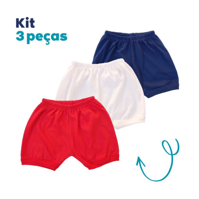 Kit Short Bebê infantil Suedine 100%Algodão (3 P