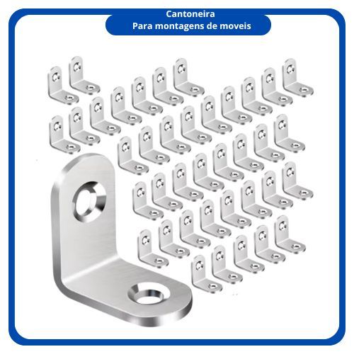 kit 50 Cantoneira 2 Furos mais 100 Parafuso 40