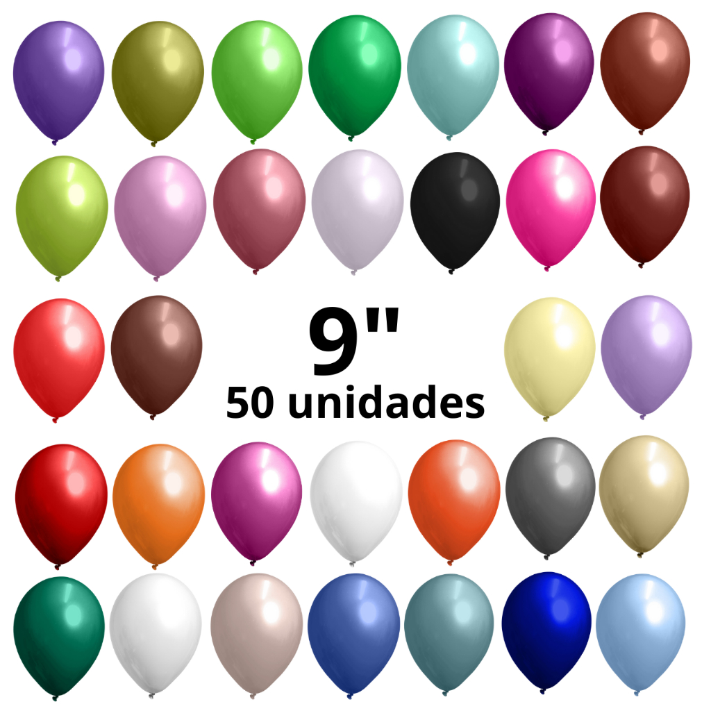 Kit Balão Bexiga Látex 50-200un Redondo Liso 9 Polegadas Festa Aniversário Decoração