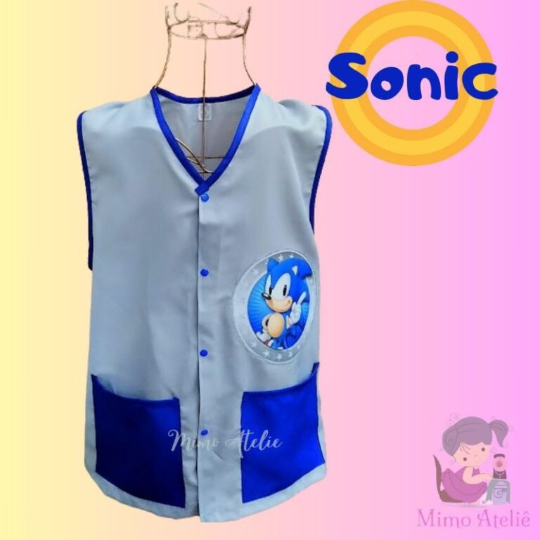 jaleco sem manga personalizado do Sonic