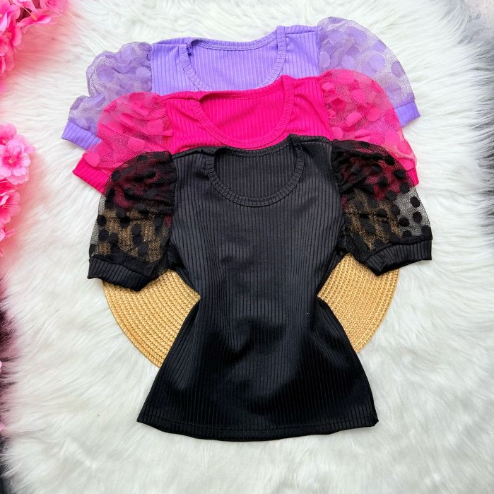 KIT Blusa infantil Manga Tule Princesa Bufante /Bl