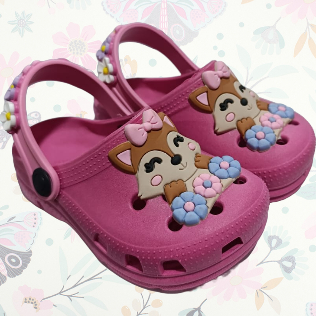 Sandália Infantil Menina Crock Estampa Raposinha Leve e Macia