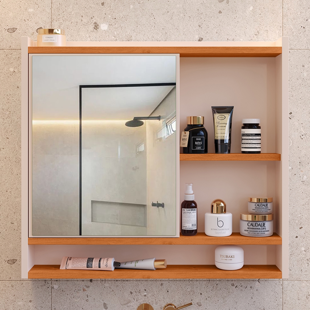 Espelheira Suspensa Para Banheiro Closet Porta e Armário Diversas Cores armarinho aqua com nicho