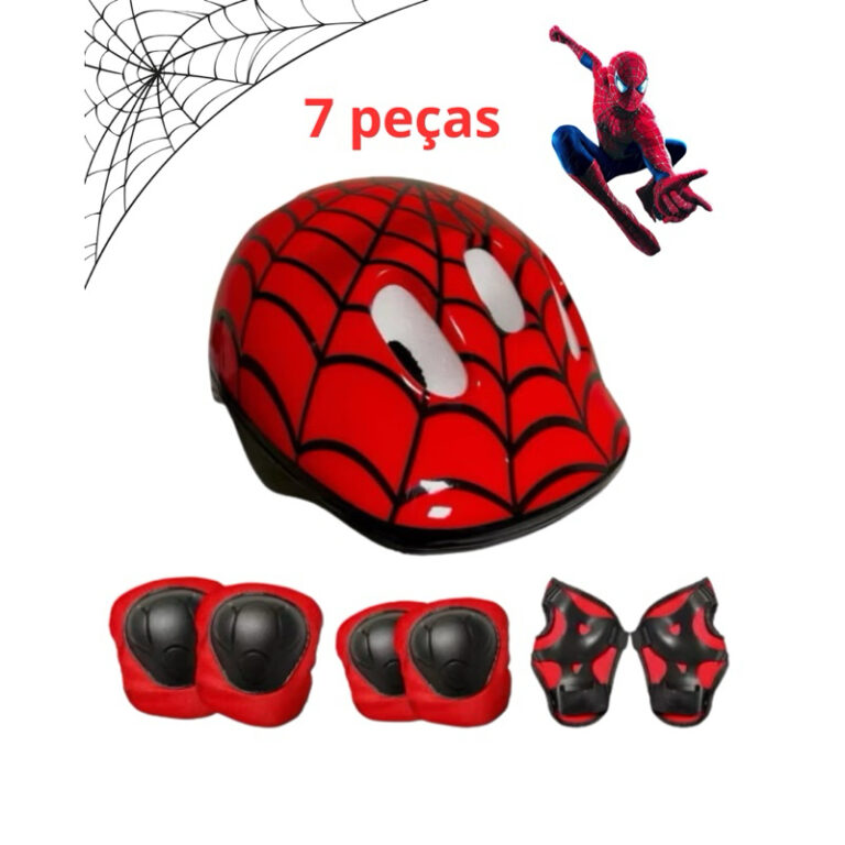 Kit Protecao Infantil Homem Aranha Vermelho Preto 