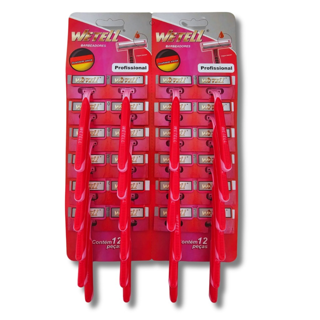 Aparelho de Barbear 2 Lâminas Rosa Wetell Cartela c/24un | Atacado Revenda