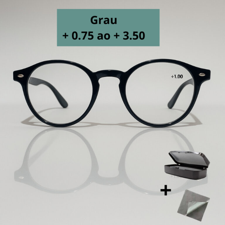 Óculos de Grau Perto Unissex Redondo  + Caixinha 