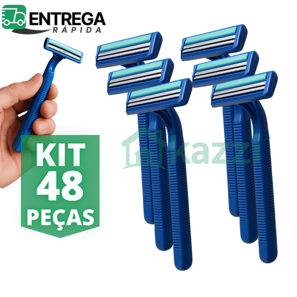 Barbeador Masculino Feminino com 12, 24 ou 48 Aparelhos de Barbear Descartável Fita Lubrificante