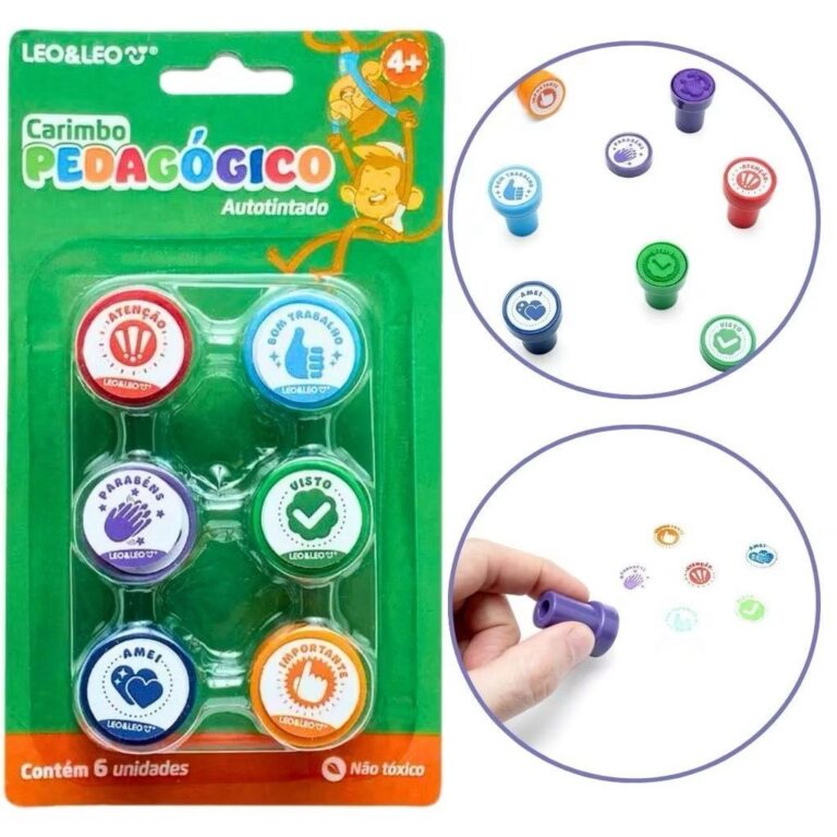Kit 6 Carimbo Pedagógico com Tinta Infantil Profe