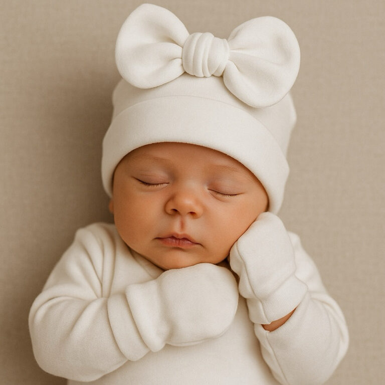 Kit Touca e Luva de Laço para Maternidade