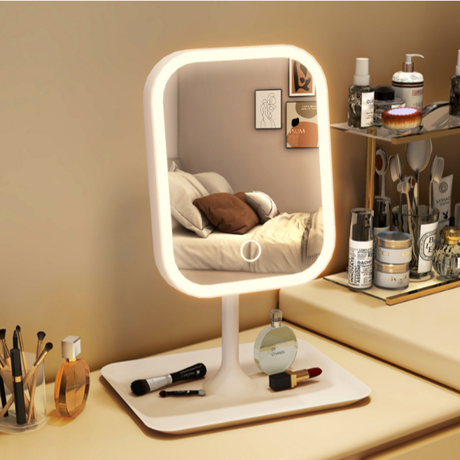 Espelho de mesa retangular para maquiagem com  luz