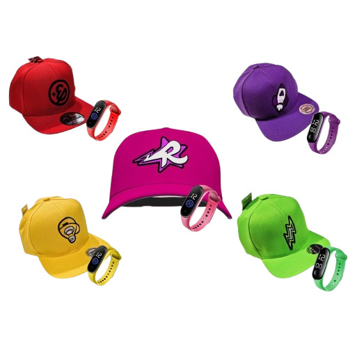 Boné e Relógio Digital Infantil Chapéu Juvenil 