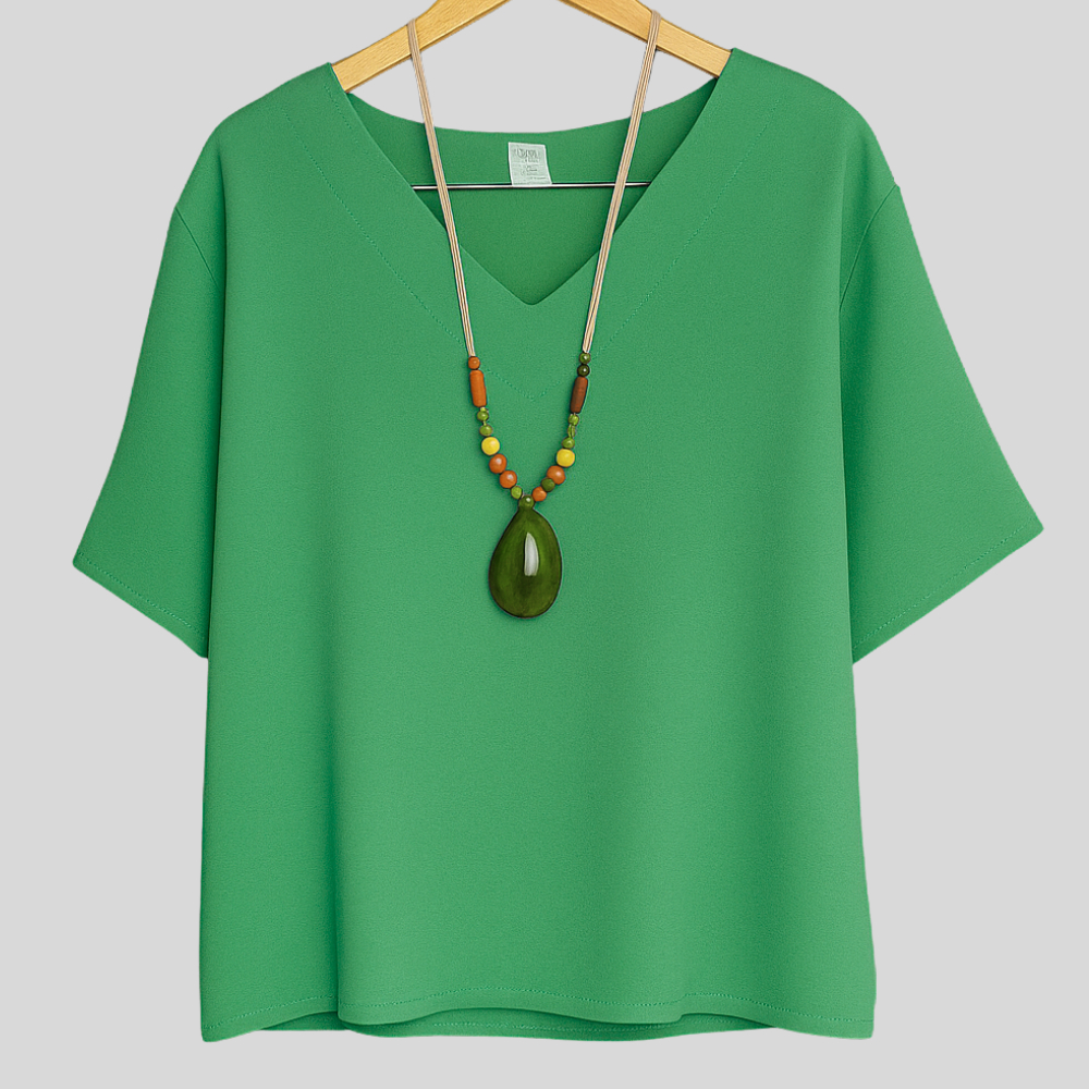 Blusa Feminina Plus Size Gola V Básica Verão Duna Novidade