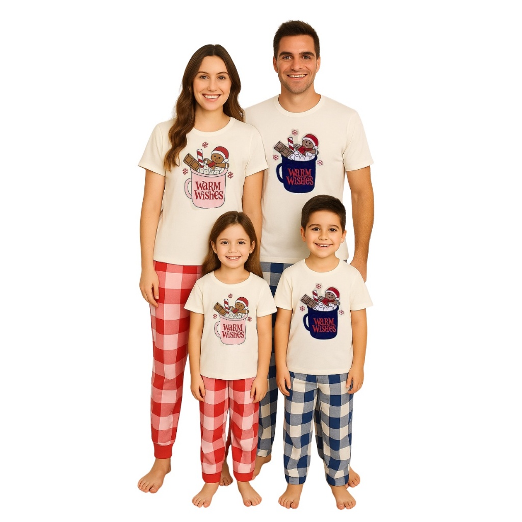 Kit Pijama Família Combinado para Montar Tema Natal Biscoito Merry Christmas