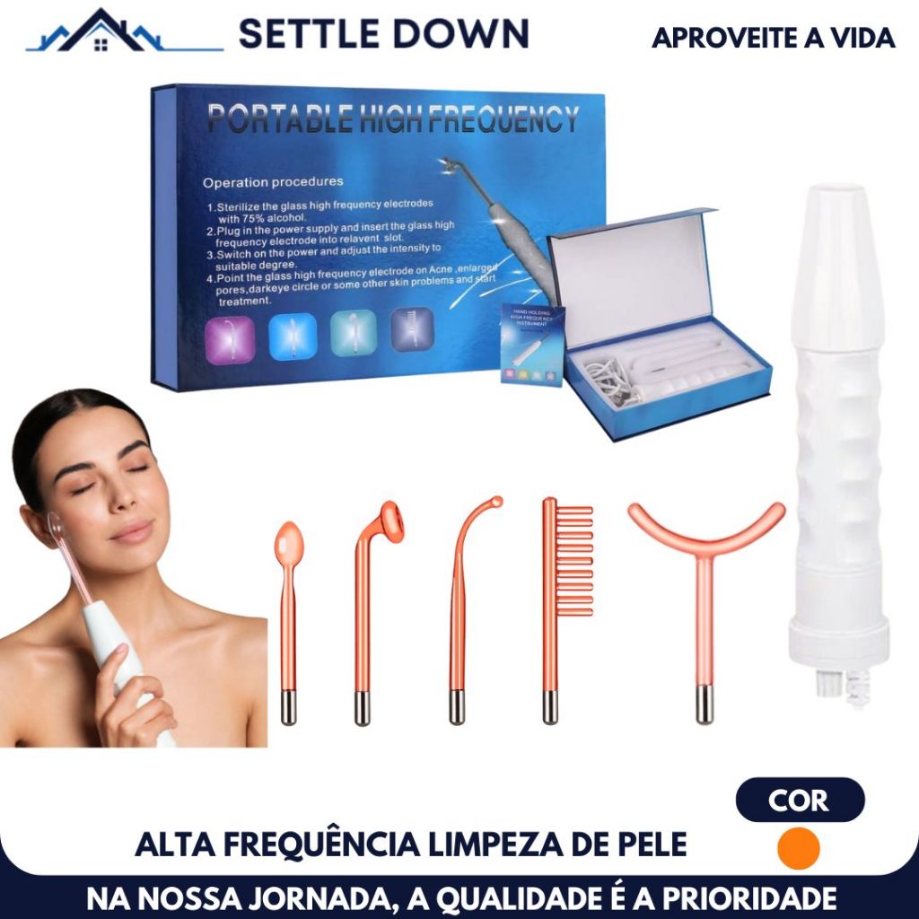 Aparelho de Alta Frequência limpeza de pele 5 em 1 | Limpeza Facial e Tratamento Capilar Cuidados co