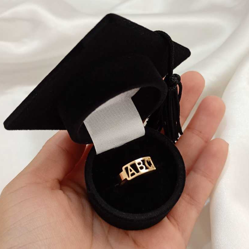 Anel de formatura ABC infantil Regulável Banhado a Ouro 18k