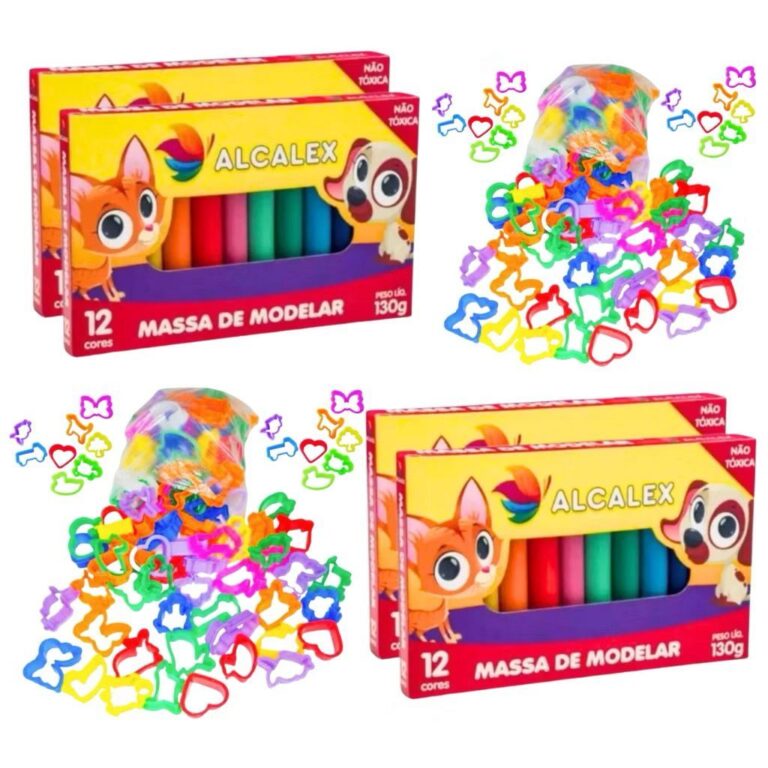 Kit 24 Massinha de Modelar + 25 Moldes Cortador Fe