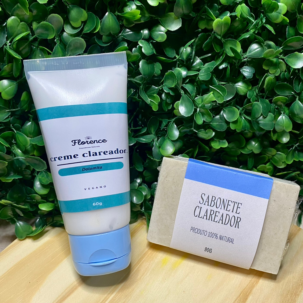 Kit Clareador Axila e Virilha |Creme + Sabonete com Dolomita e Argila Branca | Uso Facial e Corporal