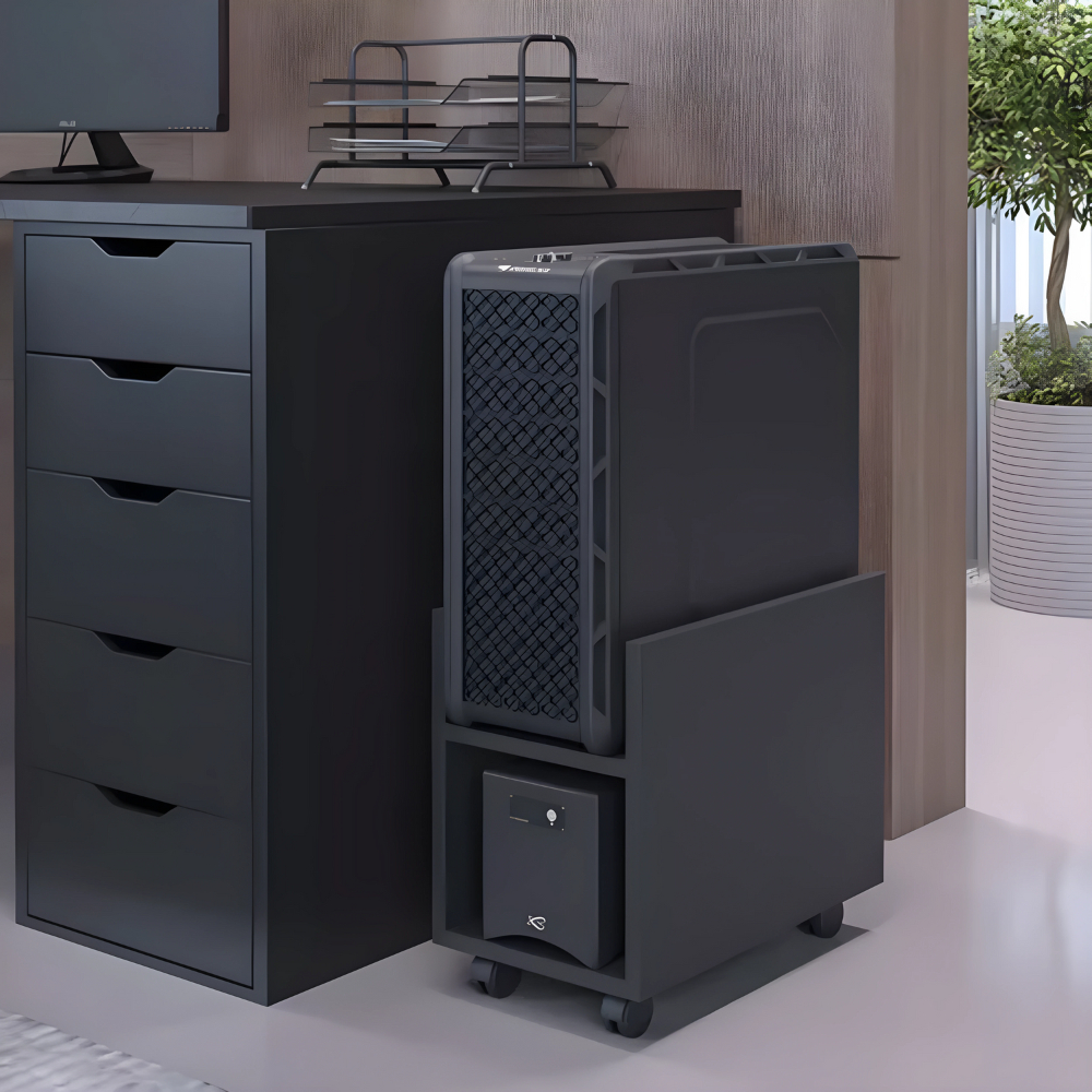 Suporte para Gabinete CPU Nobreak Com Rodízio 40kg Preto