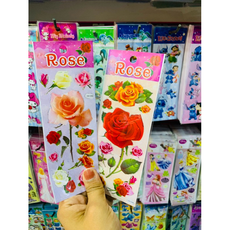 kit de cartelas de adesivos de rosas – flores – sticker – figurinha – lembrancinha