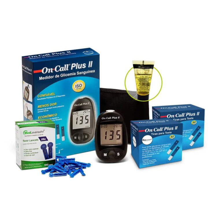 Monitor de Glicose + 100 Tiras + 100 Lancetas + 1 