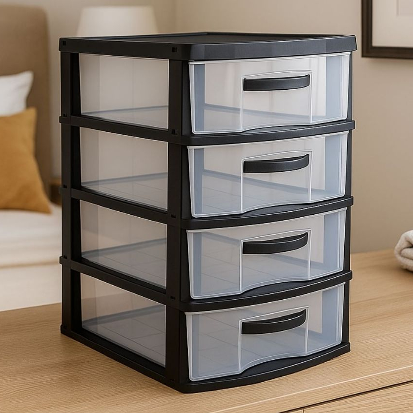 Gaveteiro Organizador Grande em Plástico com 3 4 Gavetas Armario Cozinha