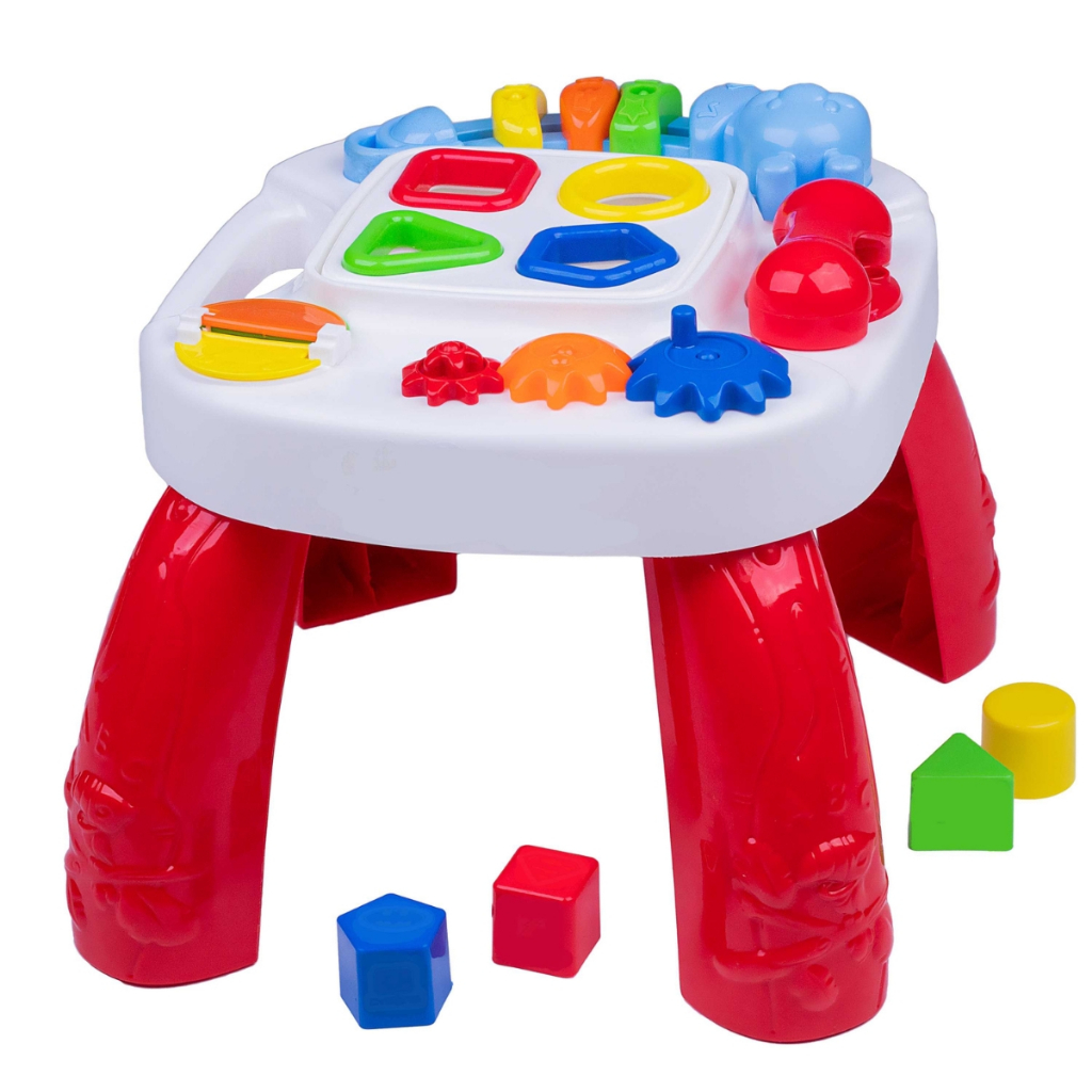 Mesa Didática Play Time Atividades Pedagógicas Educativas Cotiplás 2390 Vermelha Blocos de Encaixar