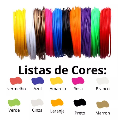 Filamento 50m 10 Cores Refil Abs Caneta Impressora