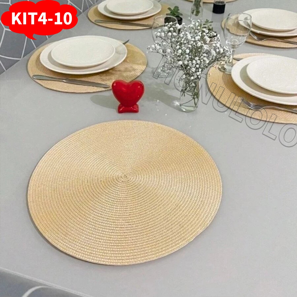Kit 4/10 Peças Jogo Americano Redondo Souplast Jantar Mesa Posta Cozinha 39cm