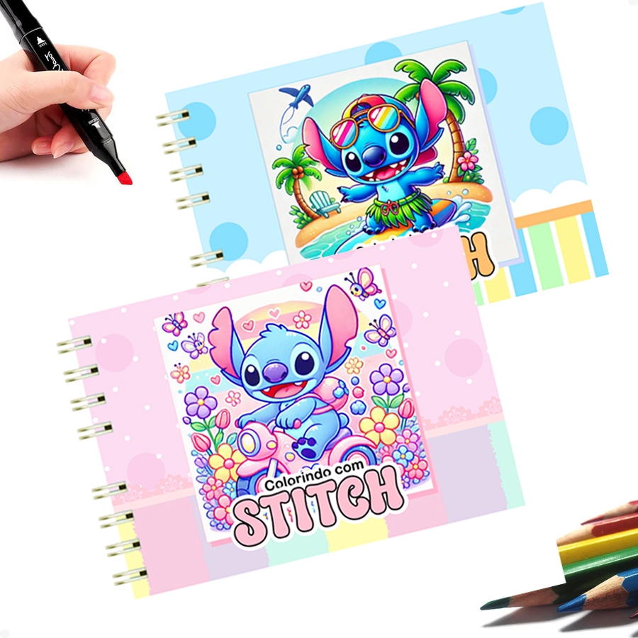livro de Colorir Stch fofo infantil caderno de desenho para pintar 50 folhas