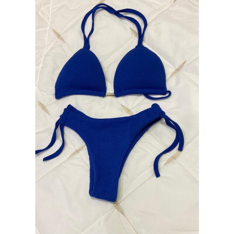 Biquini Cortininha Canelado Calcinha de Biquini Fi