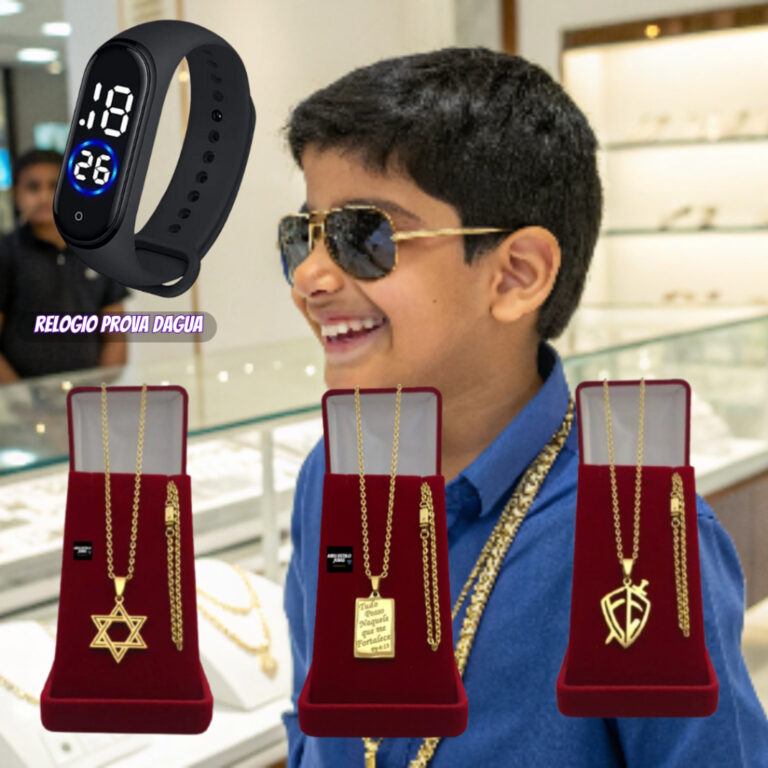 Kit Cordão Infantil Menino Corrente Infantil Cade