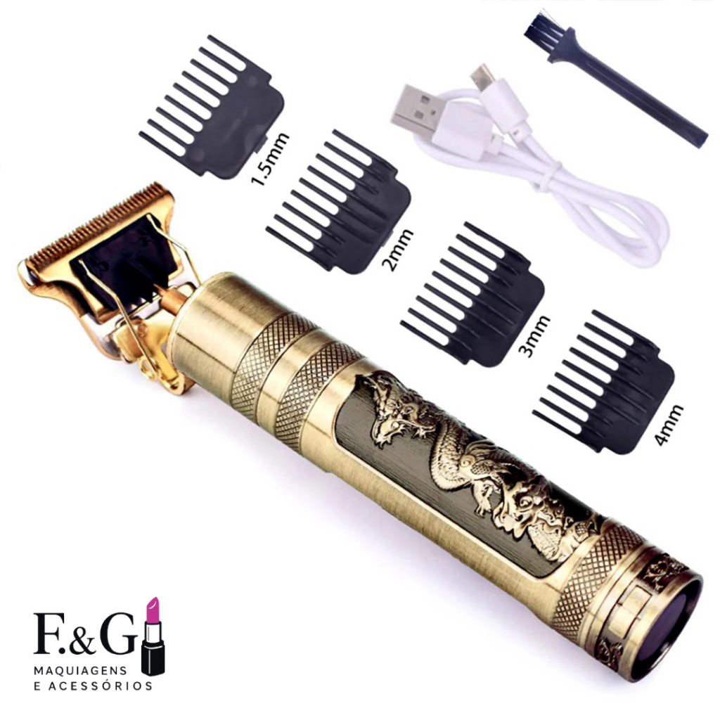 Máquina De Cortar Cabelo e Barba Masculina Dragão S/Fio Profissional