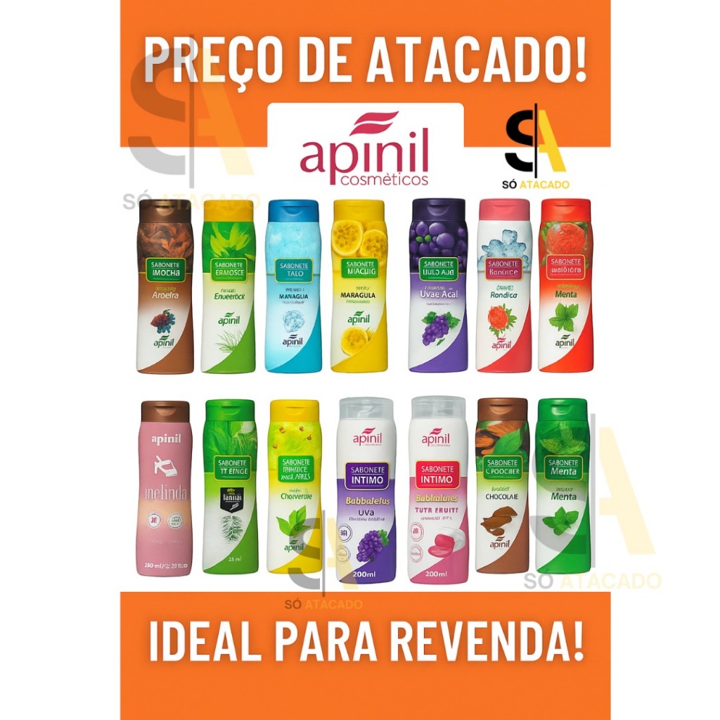 Kit 12 und Sabonete Íntimo Apinil PODE ESCOLHER | Higiene Feminina pH Balanceado