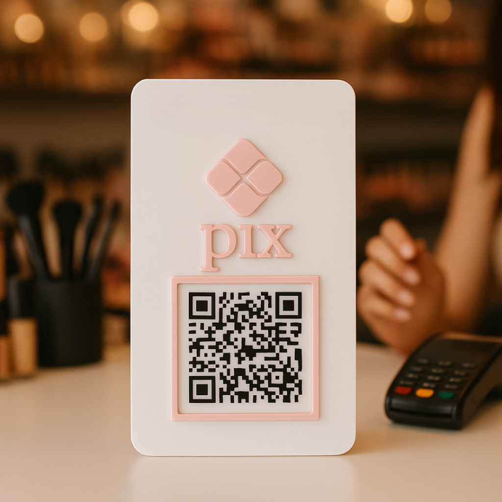 Placa Qr Code Display Personalizado Acrílico Mesa Balcão Moderno