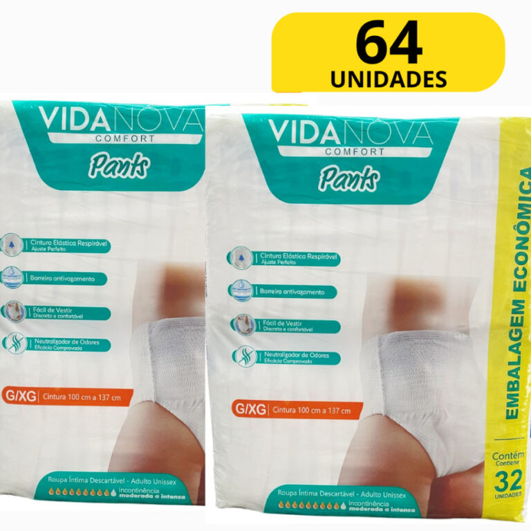 KIT 2 Pcts Fralda Calça Geriatrica Pants VidaNova