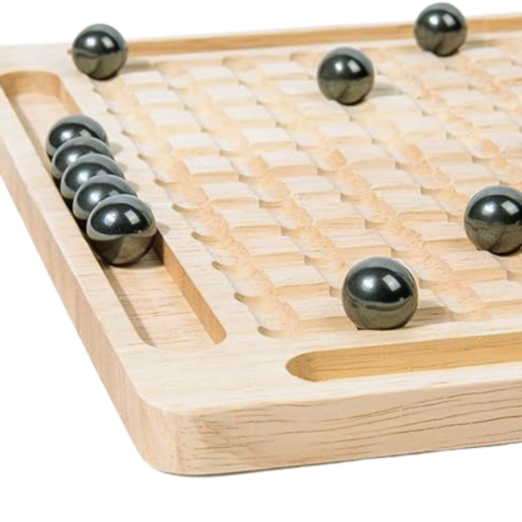 Jogo Magnético de Esferas Tabuleiro Estratégico Antiestresse Magnetic Game Educativo Madeira