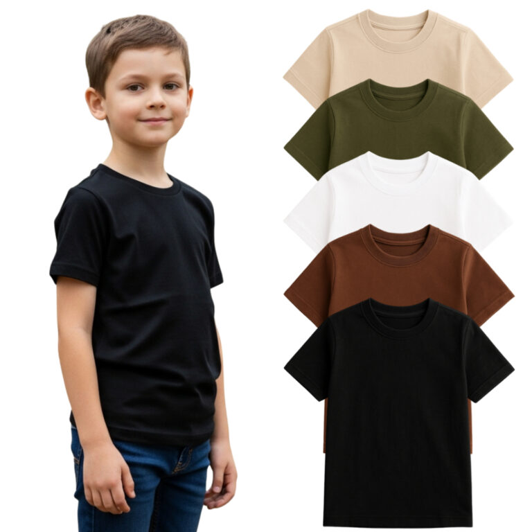 Kit com 5 Camiseta Infantil 100% Lisa Básica Mang