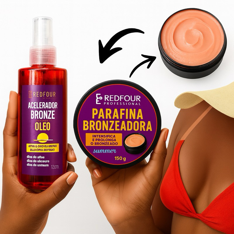 Kit Bronzeador 120ml + Parafina Aceleradora Summer Bronze RedFour 150g