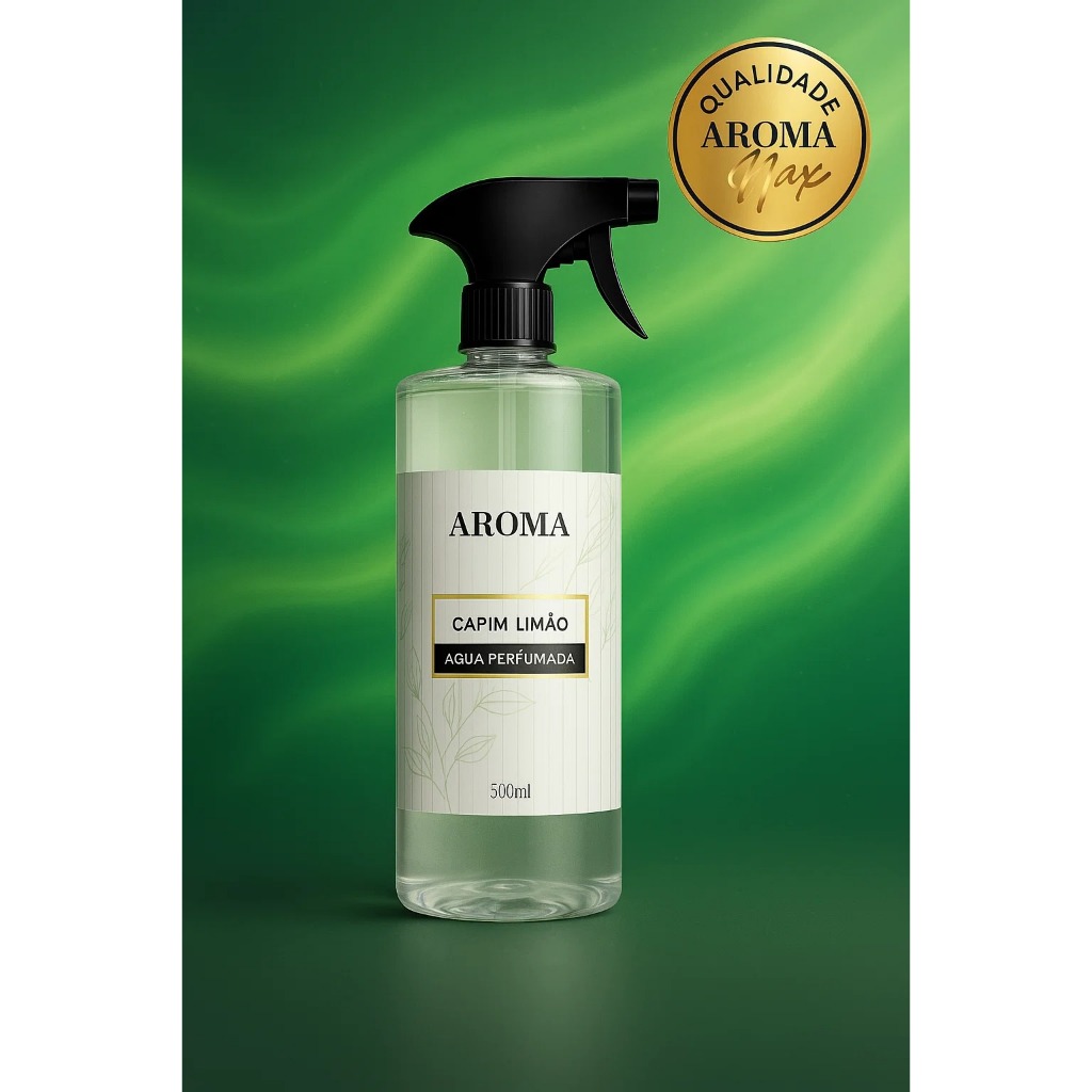 Água Perfumada Capim Limão 500ml Aromatizador Ambiente Aroma Para Lençois Roupas Tecidos Lojas