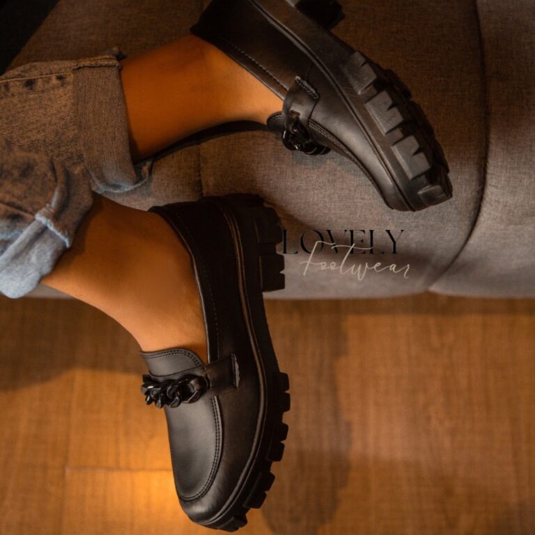 Sapato Mocassim Feminino Preto Tratorado Super Con