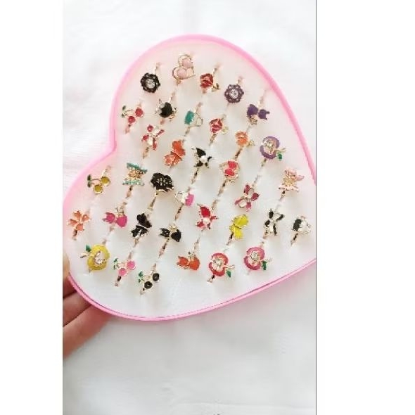 kit De 36 Anéis Infantil Folheado Com Pedrinhas R